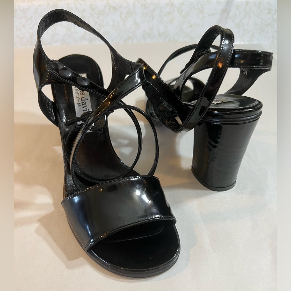 Charles David by Nathalie M Patent Leather Ankle Strap Heels, Italy